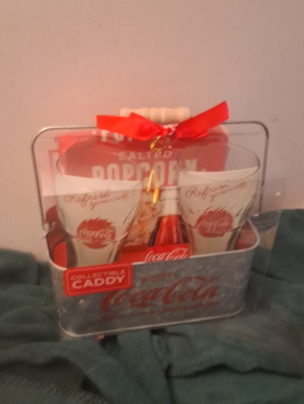 Coca Cola Red Popcorn Snack Caddy Set